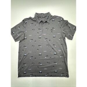 Travis Mathew No Logo Golf Polo Men's LARGE Heather Dark Gray Beer Vacation